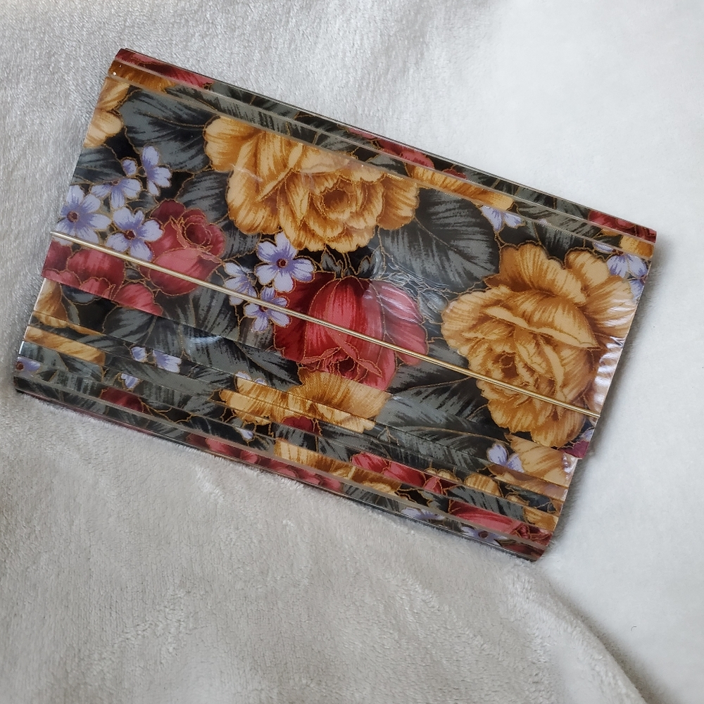 Floral Clutch purse vtg   small